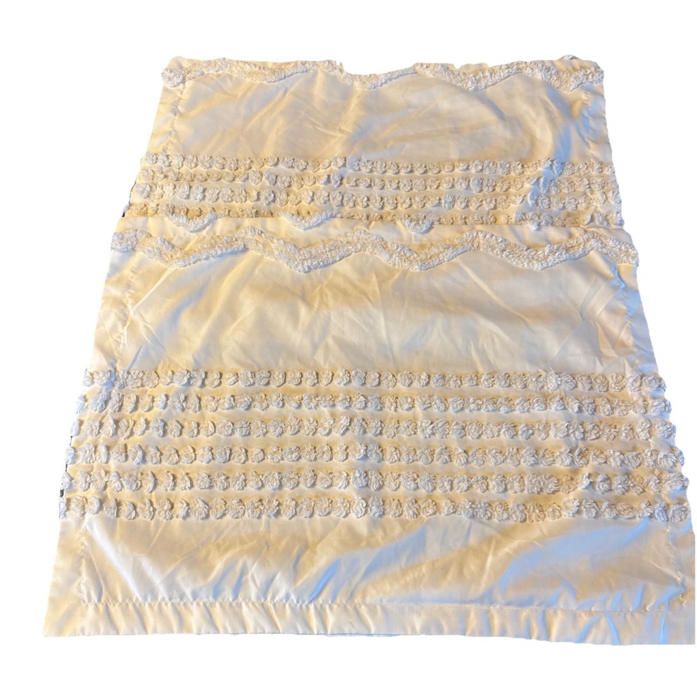 Tufted Pillow Sham Standard White Set of 2 Boho Pillowcases Shabby Cottage Core